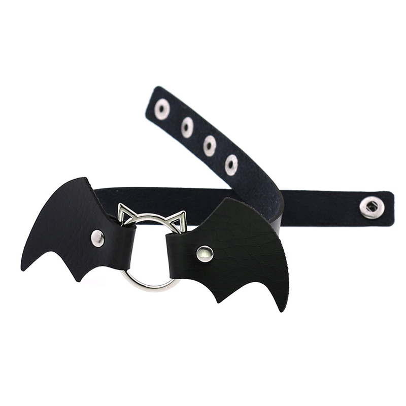 Bat Wings Vampire Kitty Leather Collar