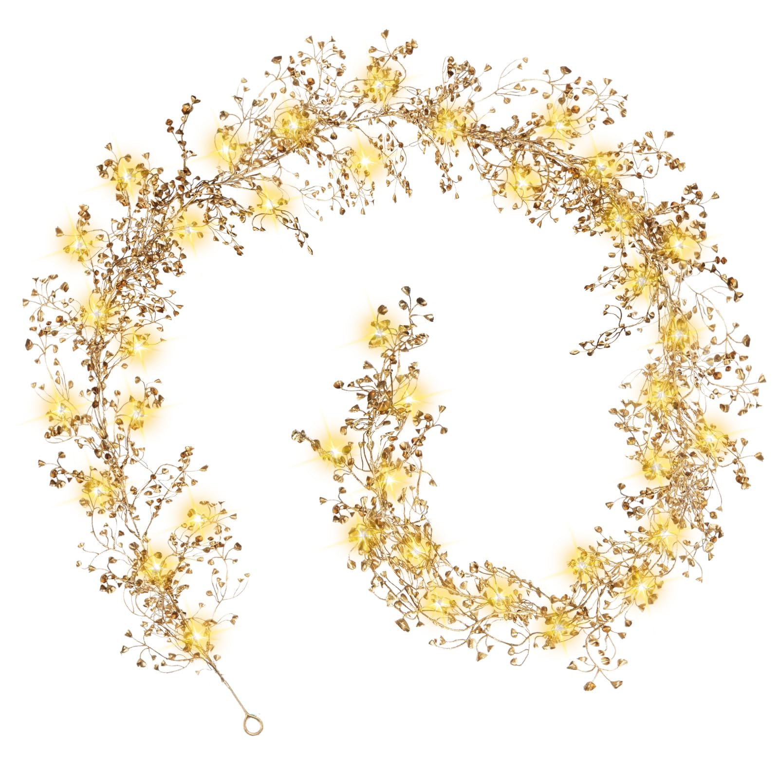 🎄CHRISTMAS ON SALE🎄Gold Christmas Garland 5.9 FT Berry Garland with Lights