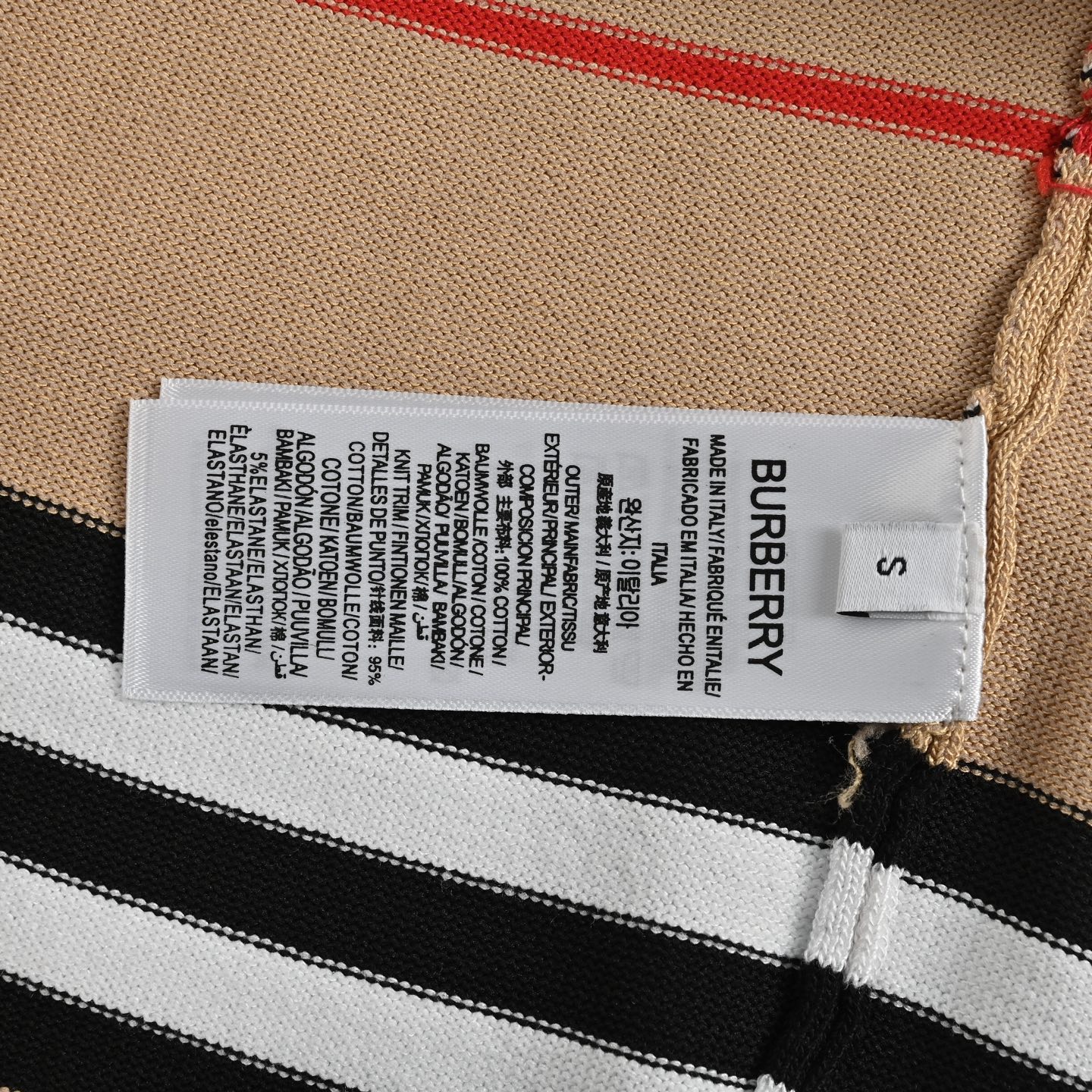 Burberry Embroidered Logo Striped Knit Short Sleeve