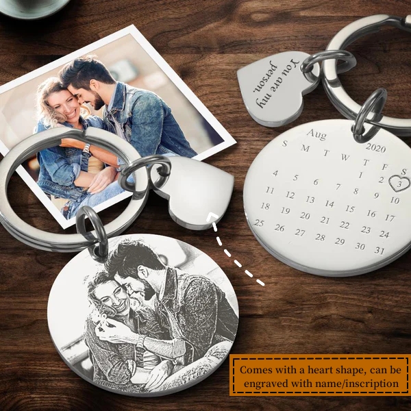 Custom Photo Calendar Spotify Keychain - Personalized Aluminum Keychain