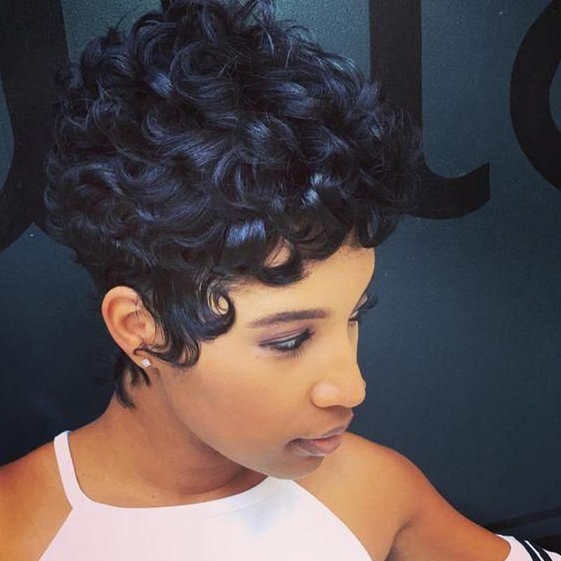 Luna A85 African American Short Curly Black Hair Wig for Women