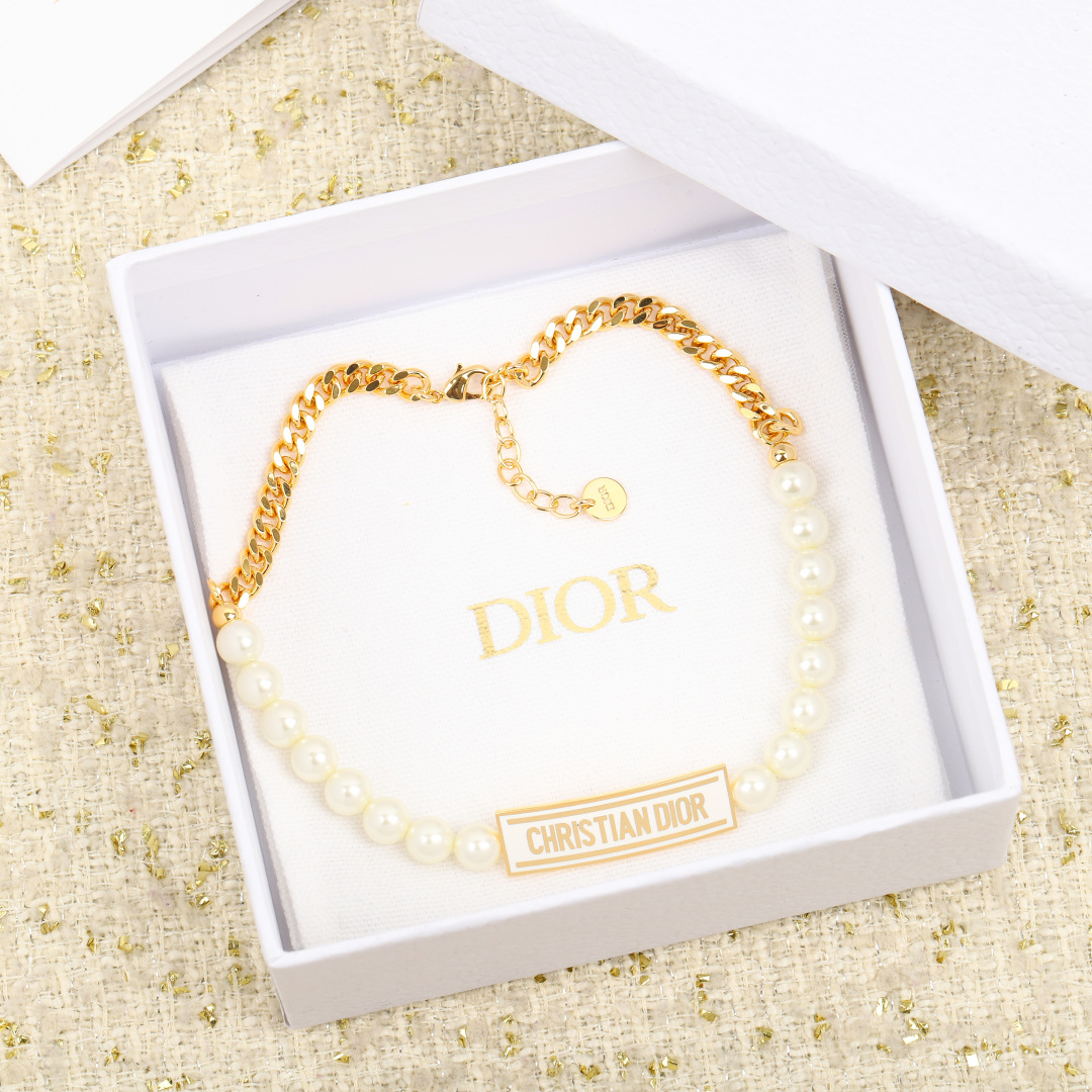Dior monogram pearl necklace