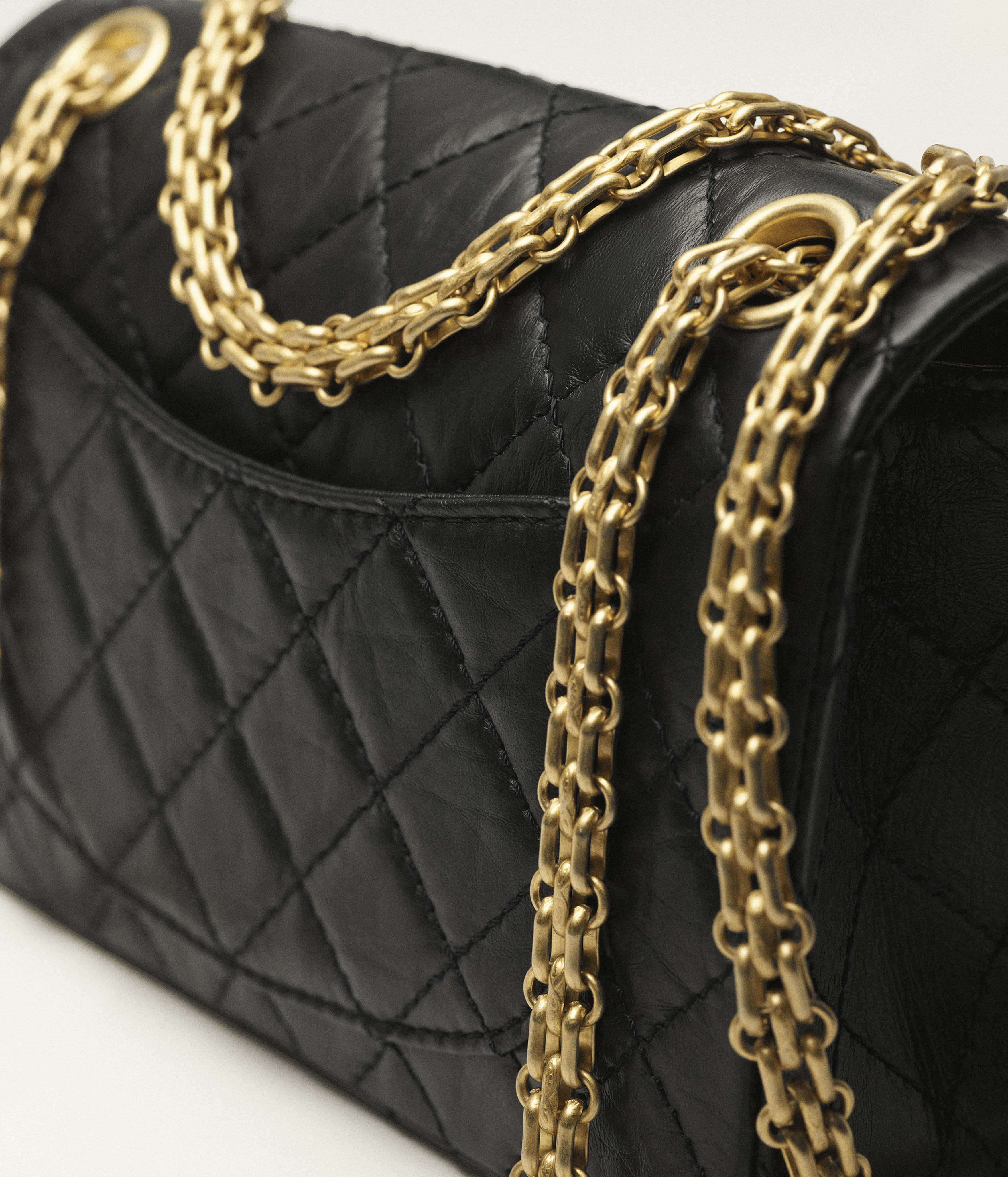Chanel 2.55 Mini Flap Bag Aged Calfskin & Gold-Tone Metal Black AS0874-Y04634-94305
