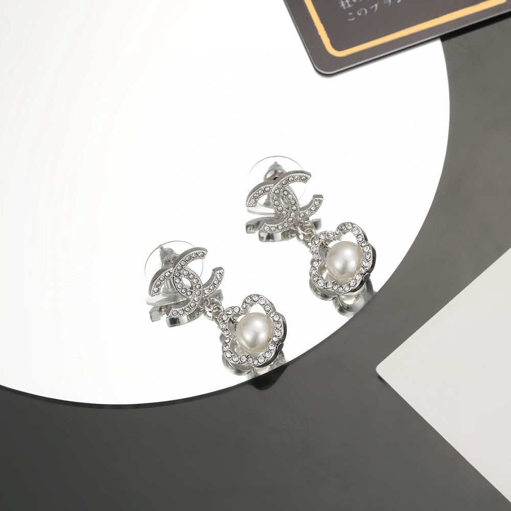 Chanel Camellia and Pearl Earrings