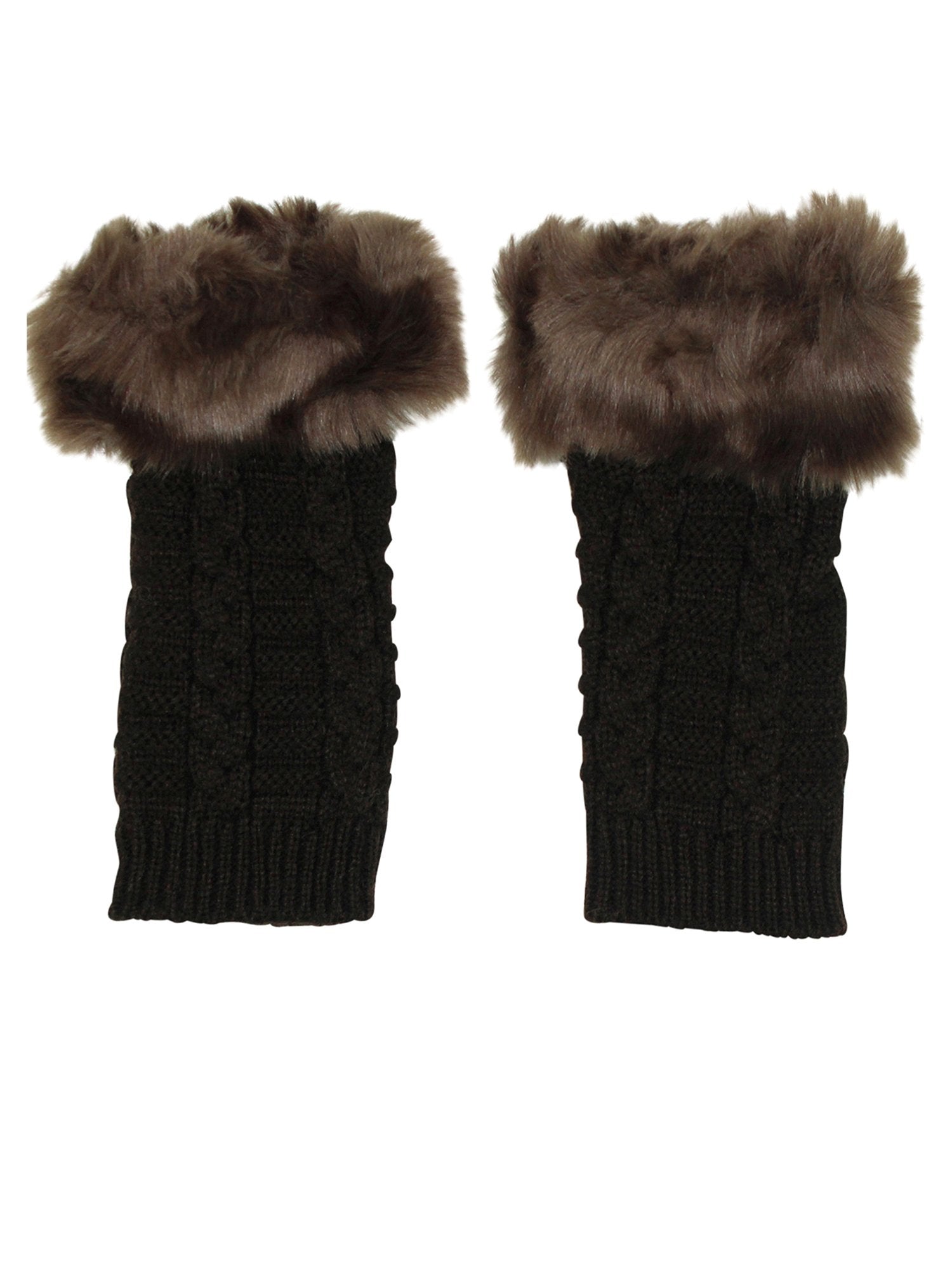 Faux Fur Trim Arm Warmer Fingerless Gloves