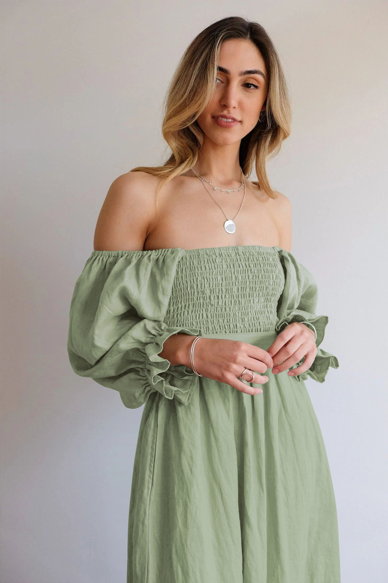💥Hot Sale-[SAVE 50% OFF]--🏖️FRENCH RUFFLED LANTERN SLEEVES MULTI-WEAR DRESS--BUY 2 GET 10% OFF & FREE SHIPPING