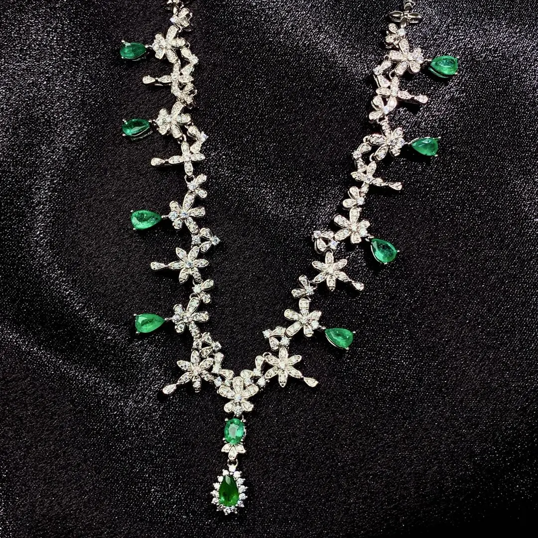 Emerald Tanzanite Silver 925 Jewelry Women's Gem Pendant 925 Sterling Silver Women's Luxury Necklace Free Christmas shipping