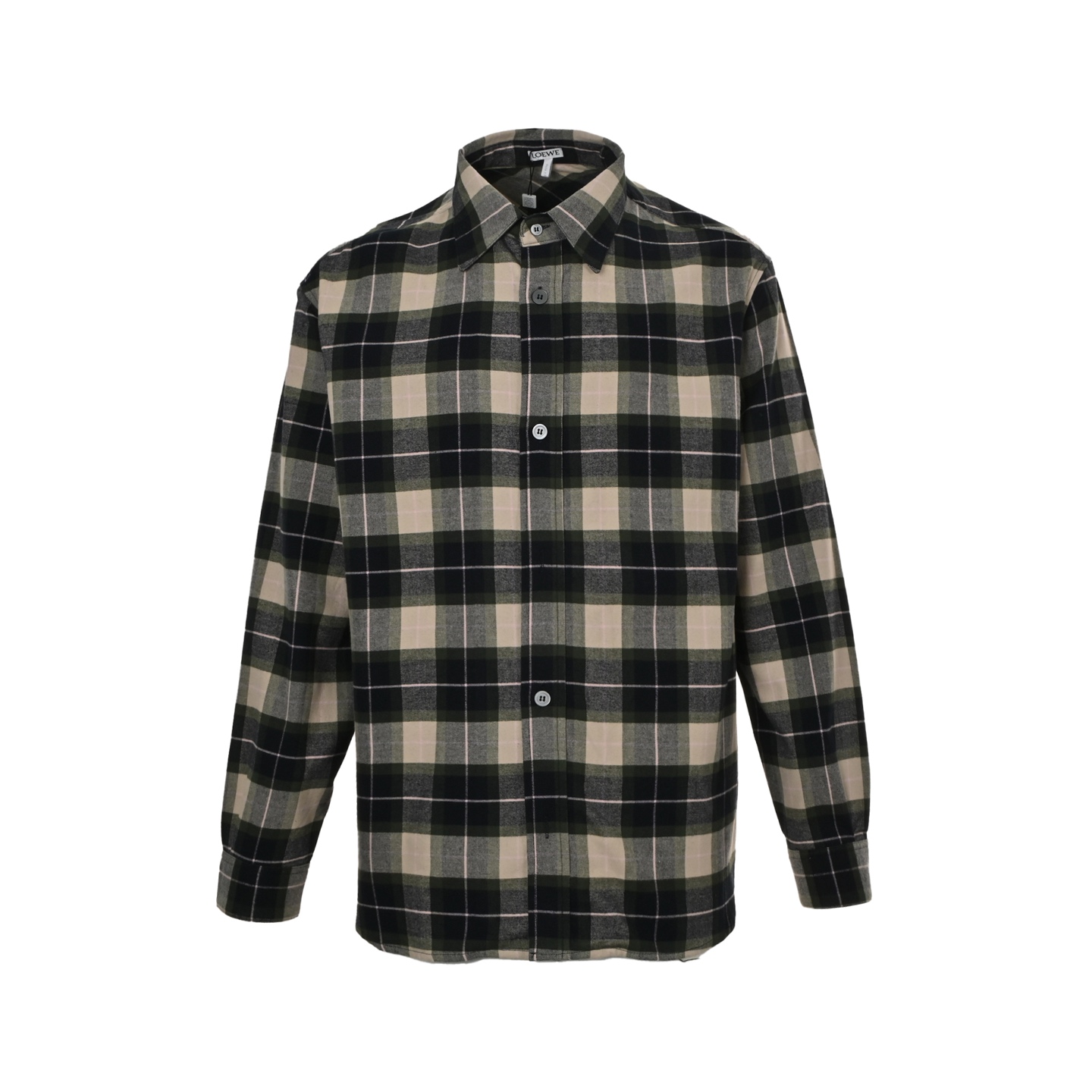 Loewe 25ss cuff leather checked shirt jacket