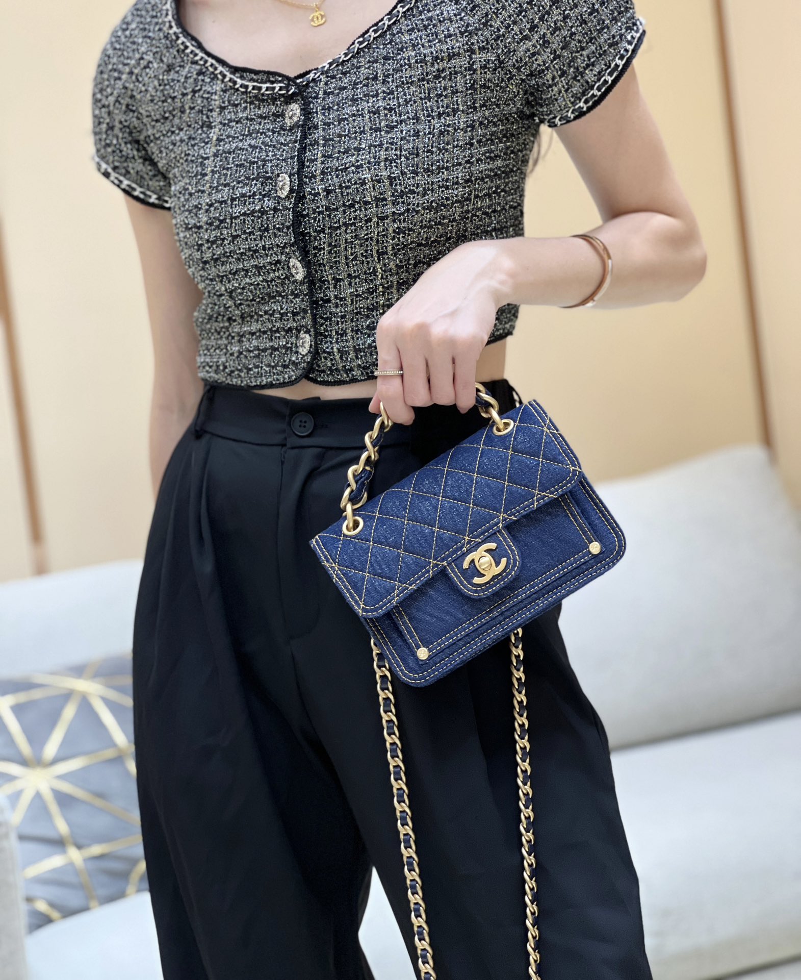 Chanel 23S Spring/Summer Collection Limited Edition Denim Messenger Bag AS4051