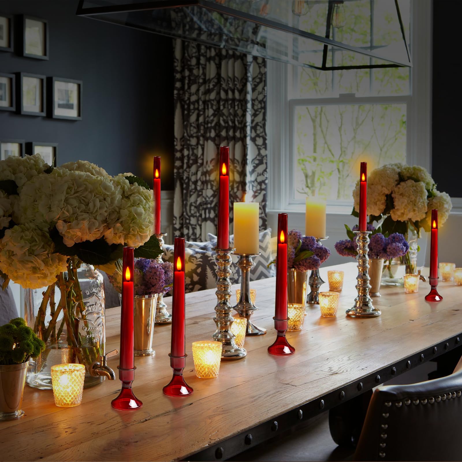 6 PCS Upgraded Flameless Taper Candles with Remote, Acrylic Battery Operated Candles with CandleSticks