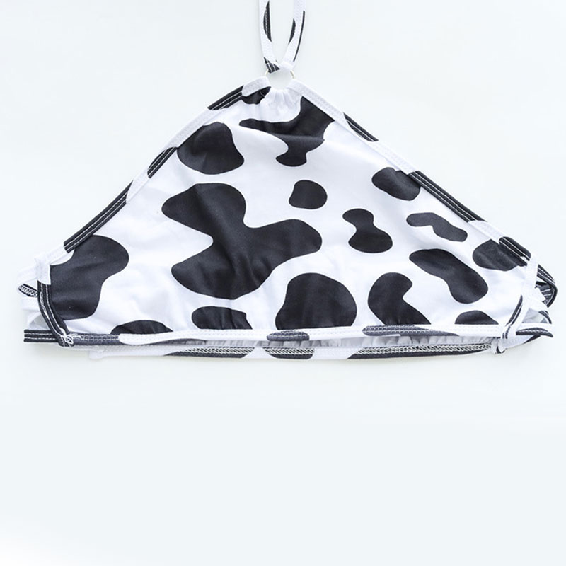 Cow Print Bikini Halter Lingerie Set