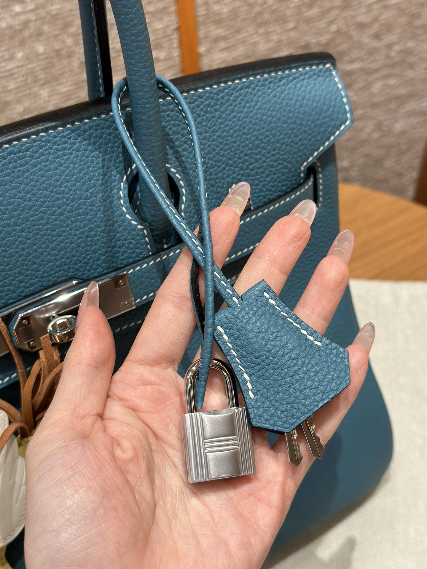 Hermès Birkin 75 Blue Jean Handbag (Handmade to Order)