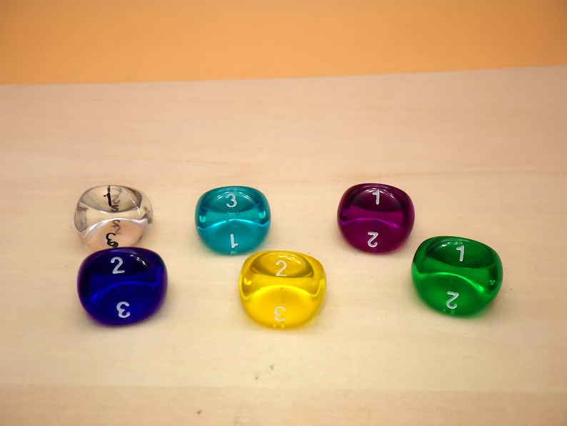 Translucent Gemstone Style D3 (3-Sided) Die Dice