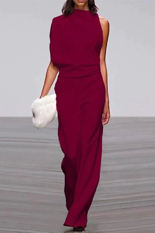 Heididress Cowl Neck One Shoulder Batwing Sleeve Party Suit