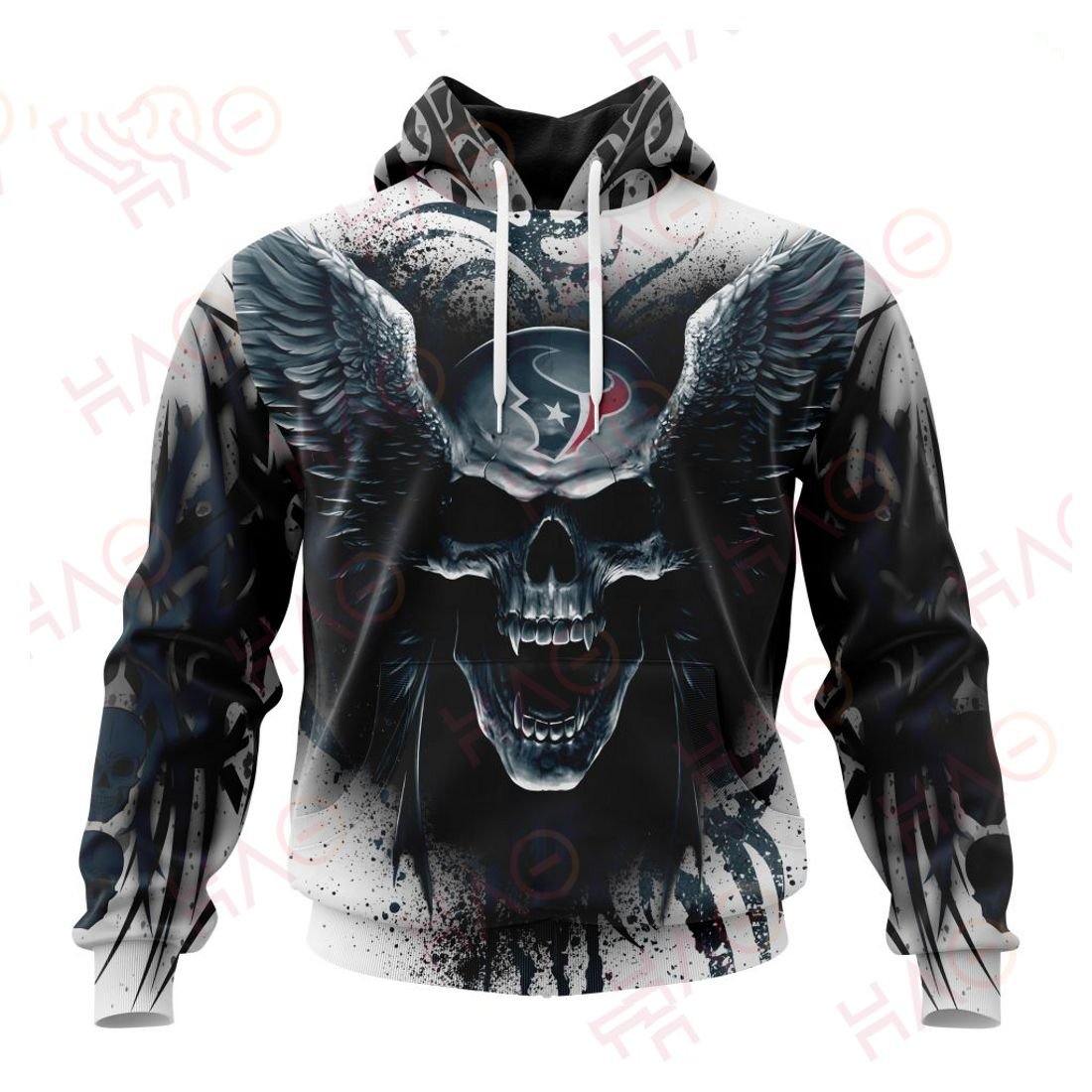 HOUSTON TEXANS 3D HOODIE SKULL ART