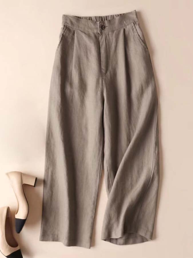 women's cotton linen casual ninth pants