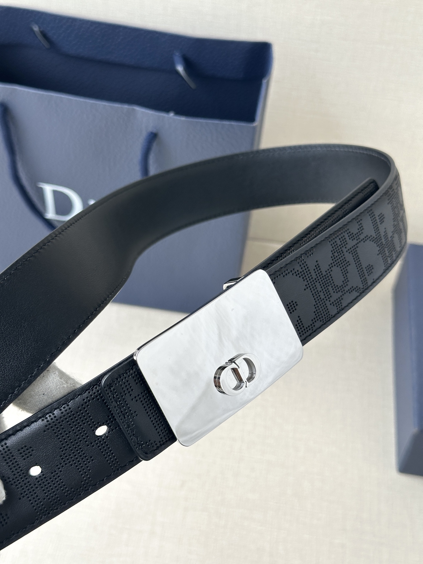 Dior square buckle leather belt 3.5CM wide