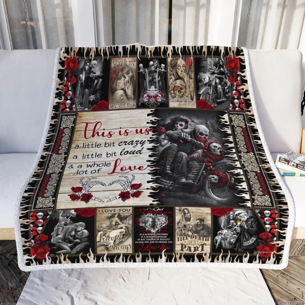 Skull Biker Couple. This Is Us Sofa Throw Blanket