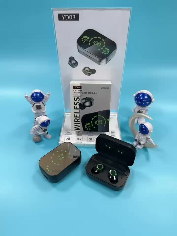 1 Set Wireless Earphones With Mirror Digital Display, Hifi Sound Quality, High Power, Emergency Charging Function For In-Ear Wireless Earphones, High-definition Voice Touch Operation, Automatic Connection To Binaural Call Earphones Charging Level Display
