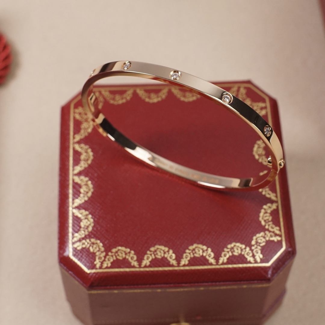 Cartier love narrow version ten diamond bracelet