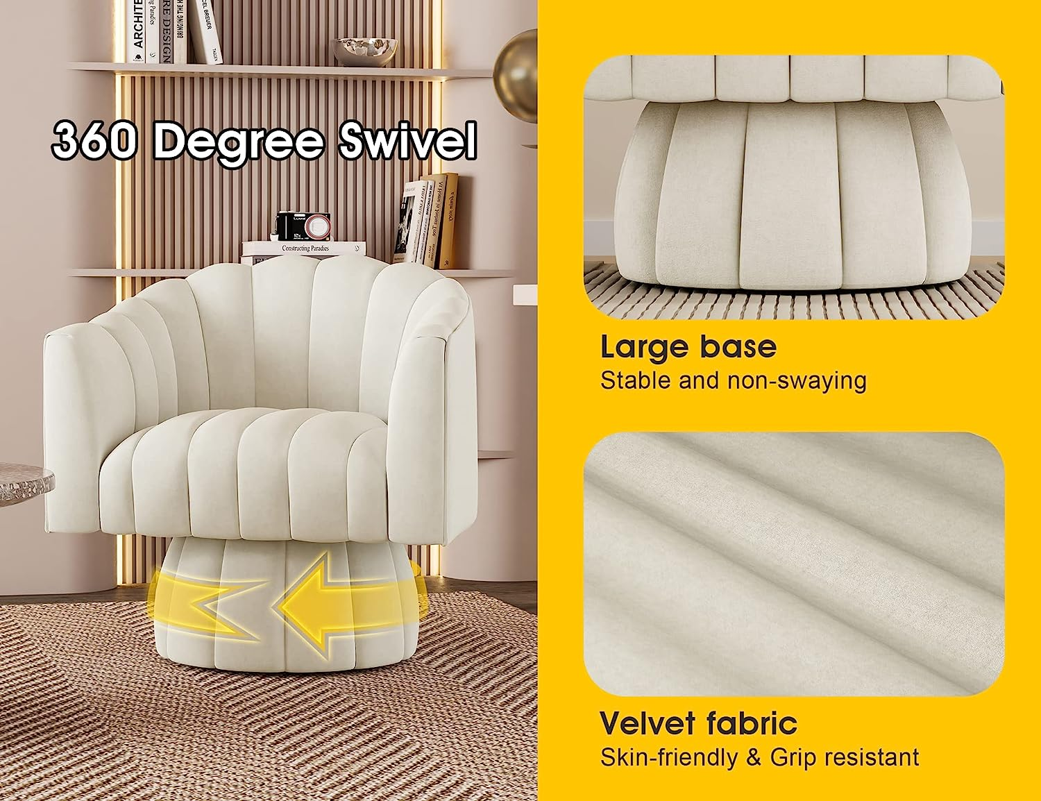 360 Degree Swivel Cuddle Barrel Accent Sofa Chairs