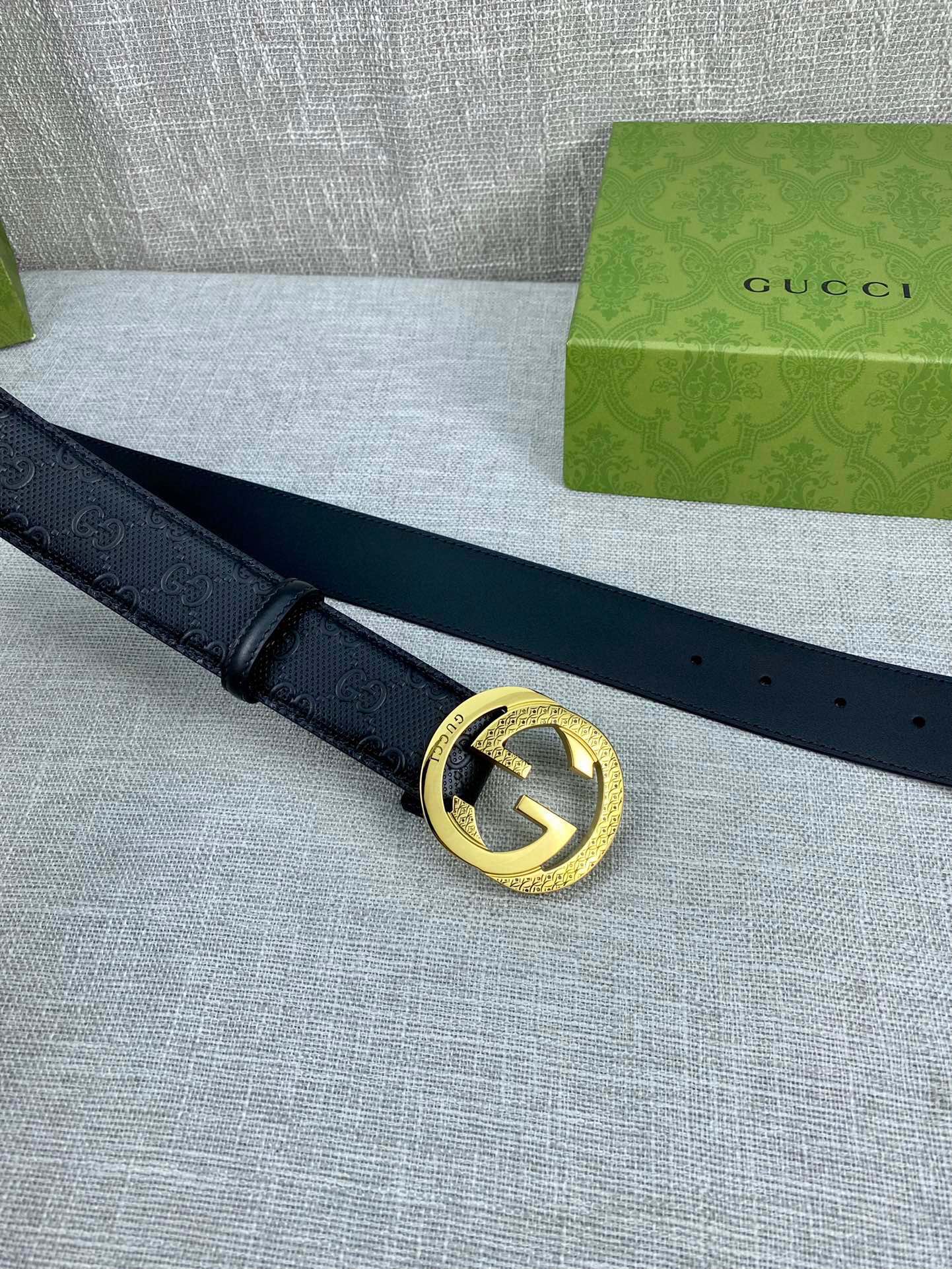 Gucci Signature printed leather belt width 4.0CM