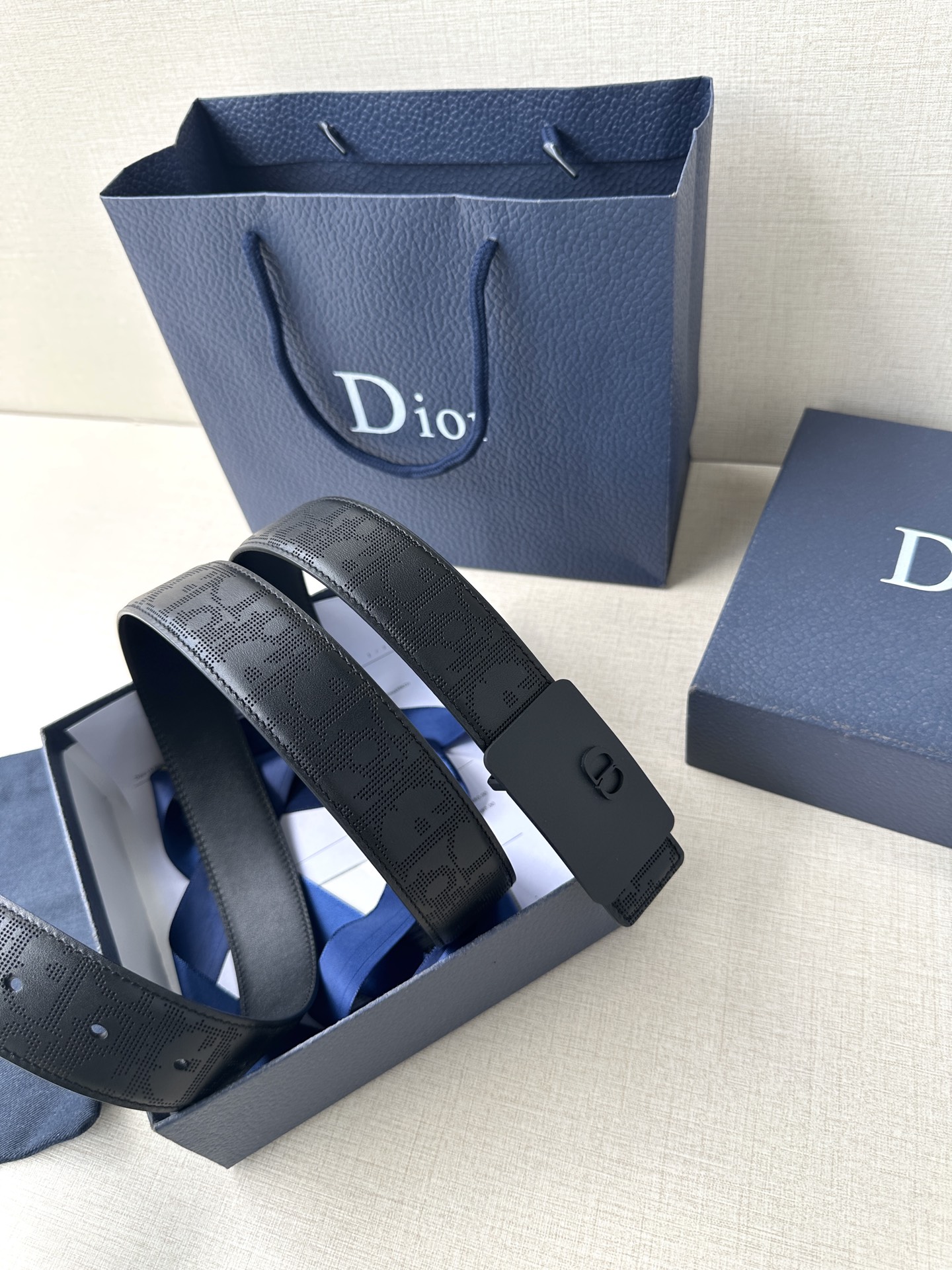 Dior square buckle leather belt 3.5CM wide