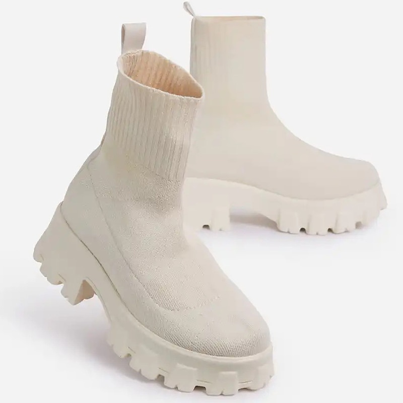 Femininas Socks Ankle Boots Platform Shoes Women Heels Botines Mujer