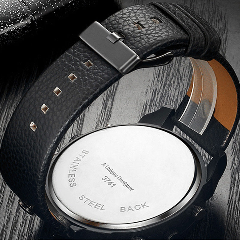 Men's Dual Time Zone Analog Watch with Compass