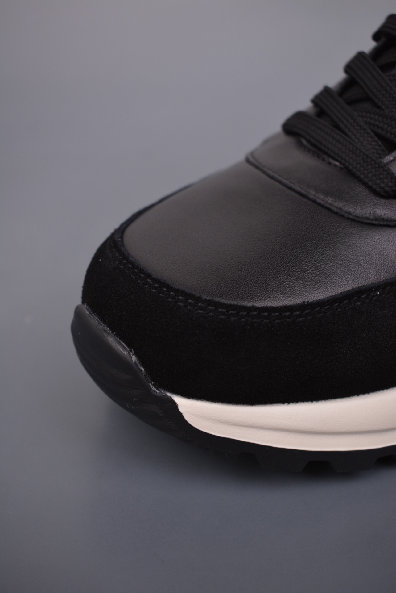 Prada PRAX 01 Triangle Logo Leather Sneakers Black White Brown 3D955M_3LF5_FG000