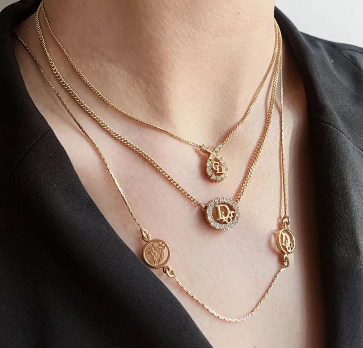 Dior CD diamond drop necklace