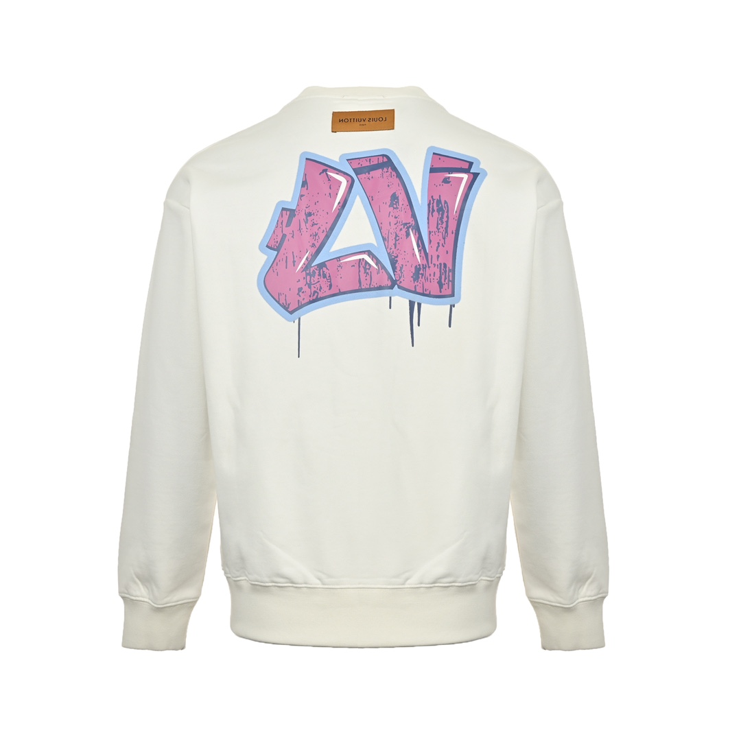 Louis Vuitton 24Fw crewneck sweatshirt with graffiti logo on front and back