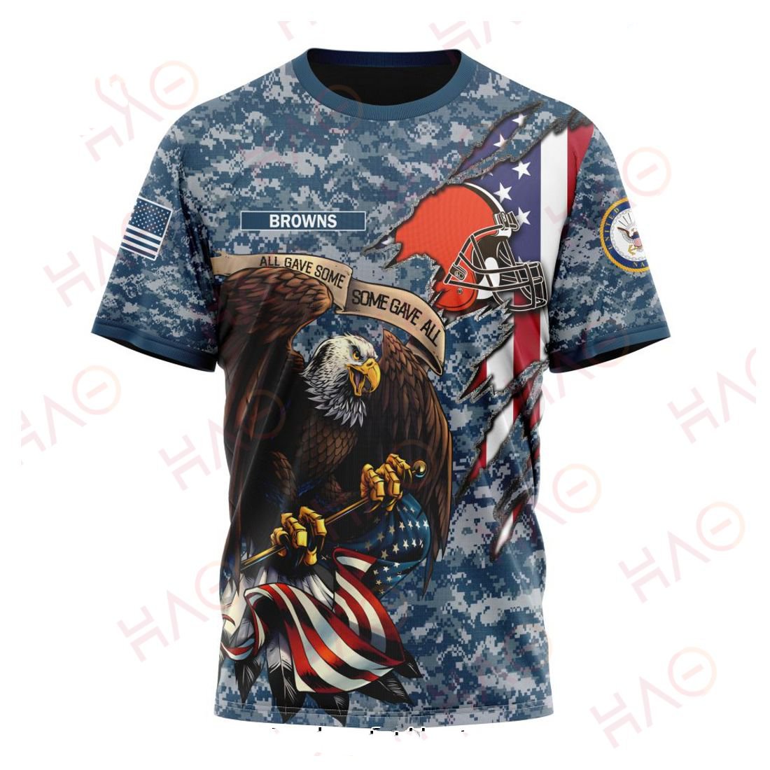 CLEVELAND BROWNS 3D HOODIE US NAVY VETERANS