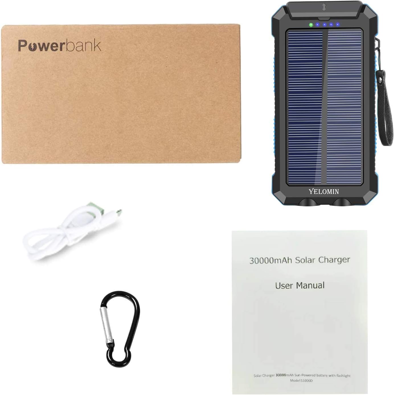YELOMIN Solar Charger, 38800mAh Portable Solar Power Bank, Waterproof Battery Pack for Outdoor Activities, Camping External Backup Power Charger Dual USB 5V Outputs/LED Flashlights