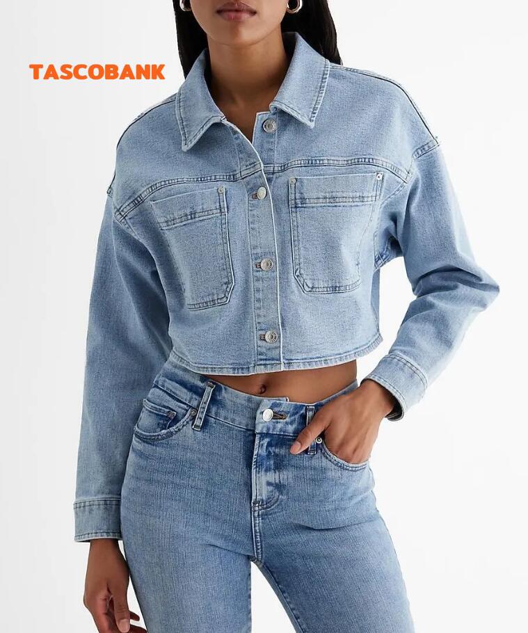 Light Wash Cropped Denim Shacket