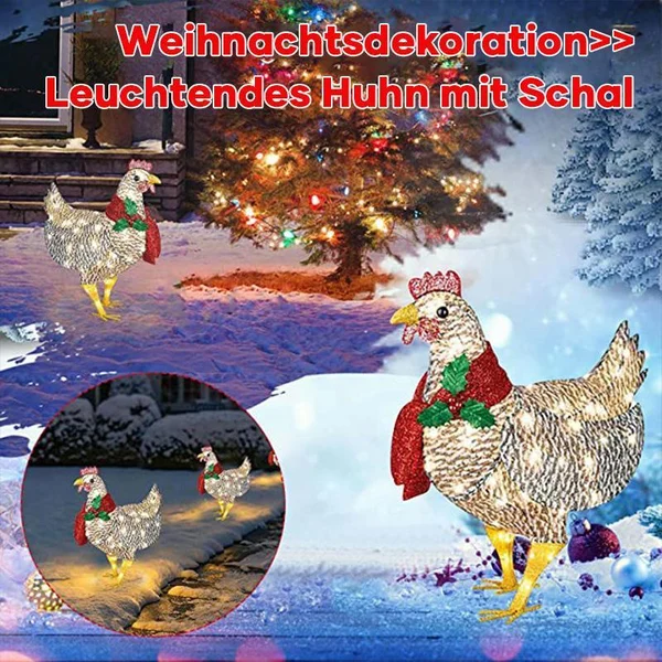 Christmas decoration - Light-up chicken with scarf