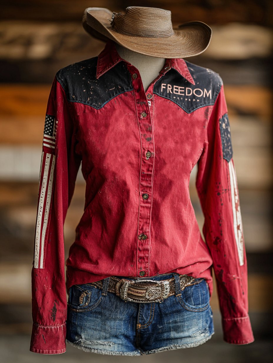 Women's Vintage FREEDOM Western Long Sleeve Shirt