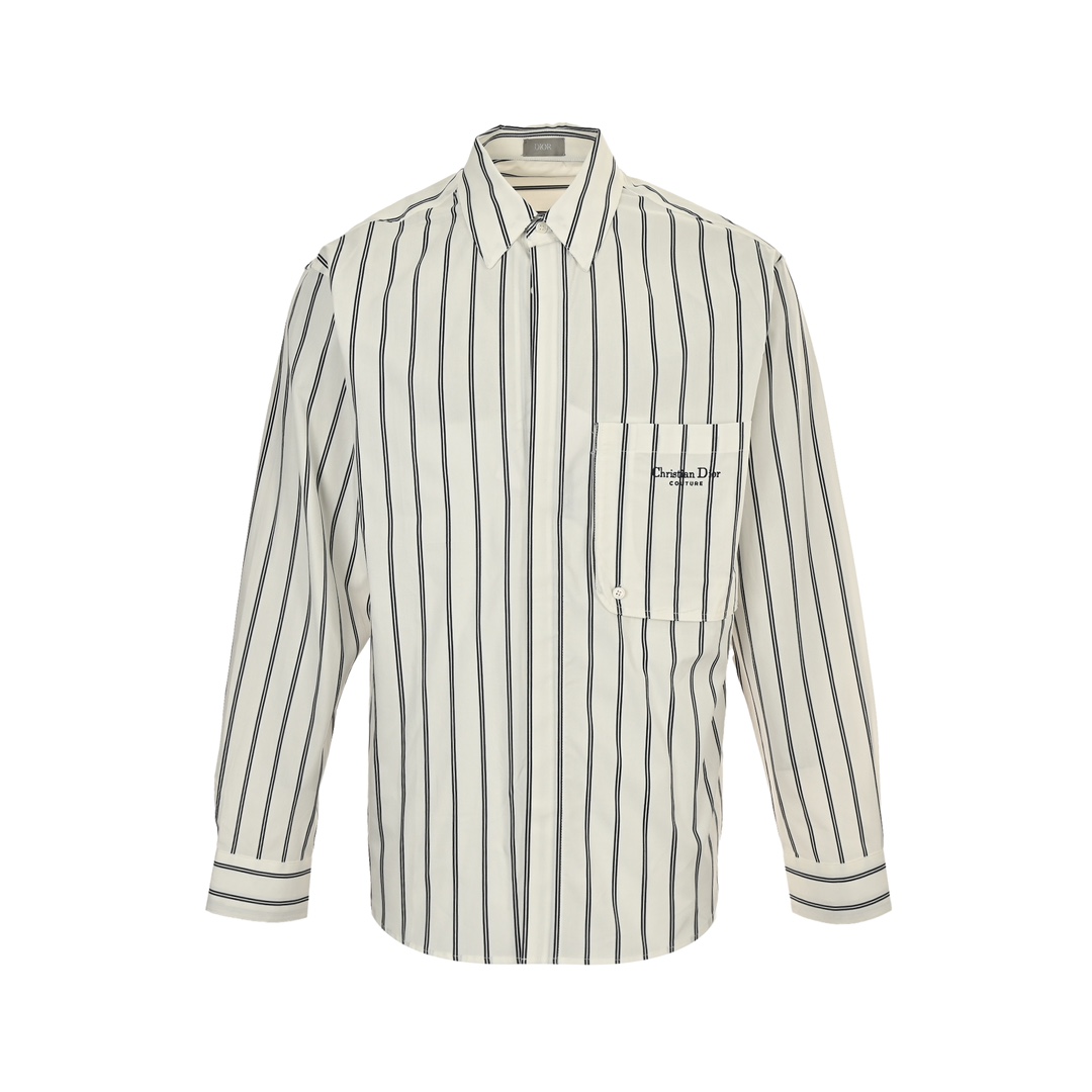 Dior 24Fw pocket embroidered striped shirt