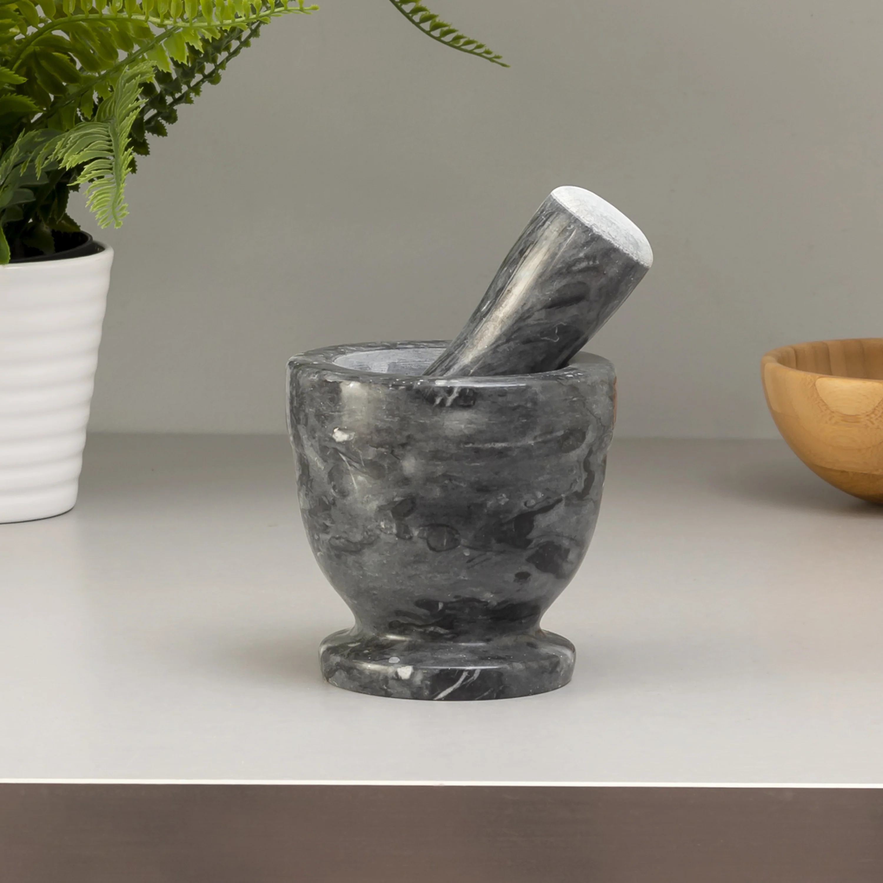 Home Basics Marble Mortar and Pestle, Black