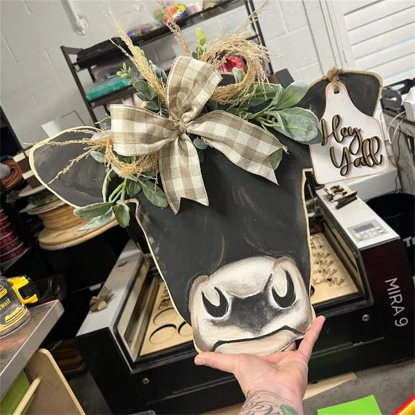 🔥[SAVE 50% OFF]-- Farmhouse Cow Head Welcome Wreath-BUY 2 FREE SHIPPING