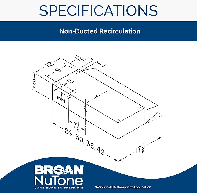 Broan-NuTone Non-Ducted Ductless Range Hood with Lights Exhaust Fan 30 inch