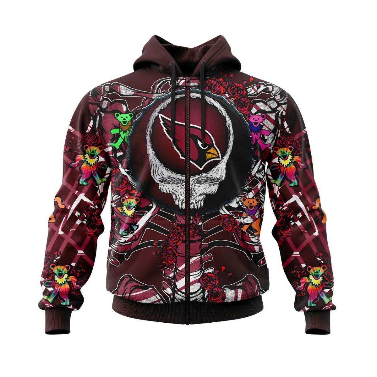 ARIZONA CARDINALS 3D HOODIE MIX GRATEFUL DEAD