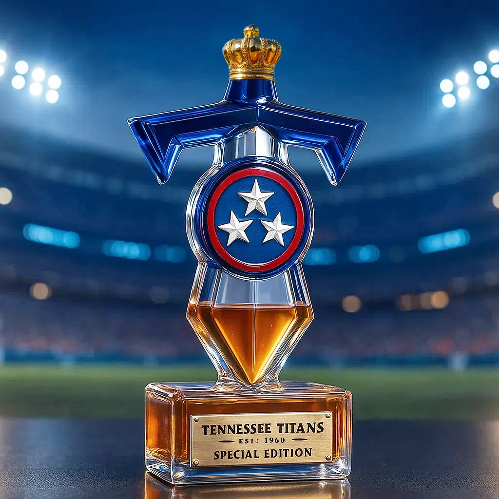 ⚔ Titans’ Valor, Poured in Gold — Tennessee Titans Whiskey Bottle