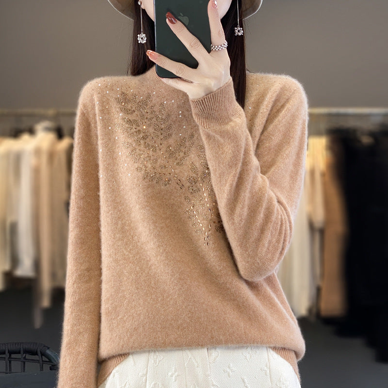 Women's Loose Versatile Semi-High Neck Knitted Sweater