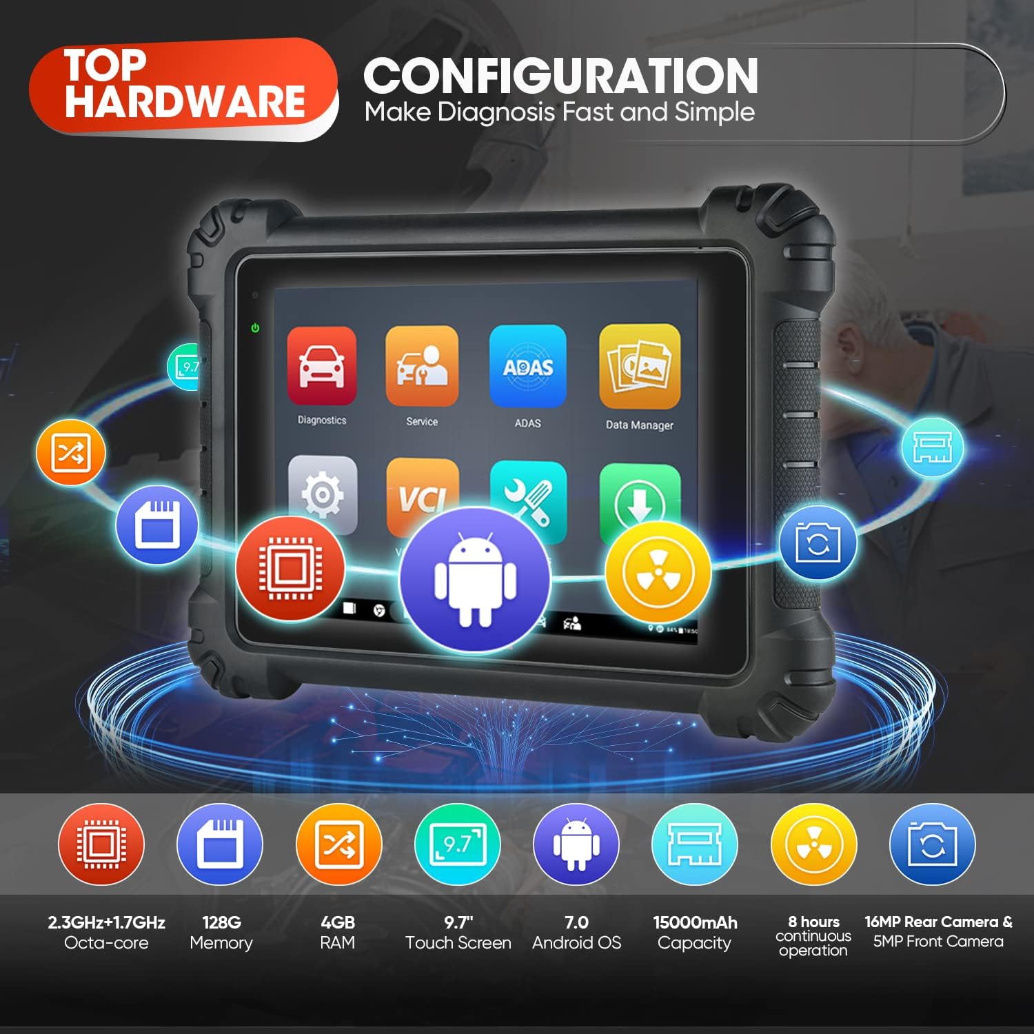 Autel MaxiSys MS909 Smart Diagnostics Tool, 2025 New Motor TruSpeed Same as MS919 MSUltra, TSB, Repair Tips, Topology 2.0, Up of Elite 2 PRO, ECU Programming/Coding, 40+ Service, 3K+ Active Tests