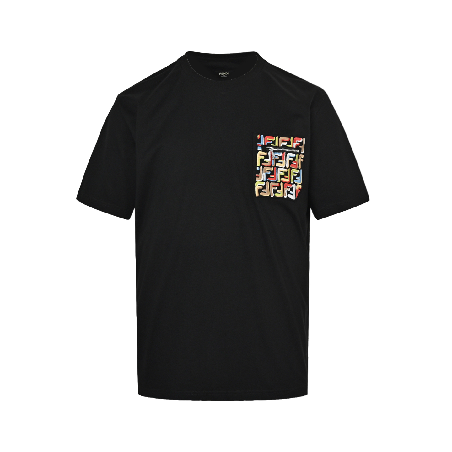 Fendi FF embroidered pocket zipper short sleeve