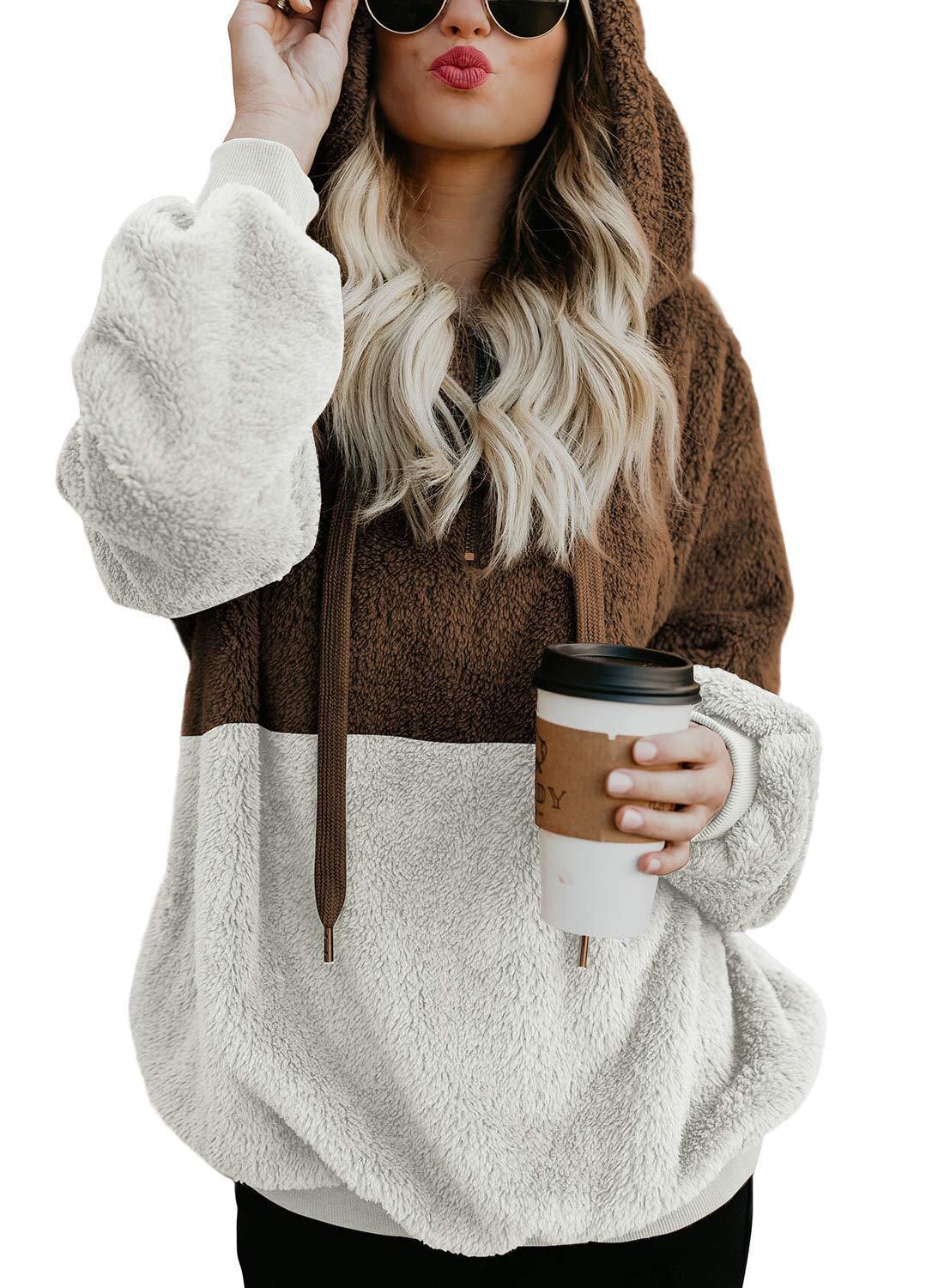 Solid Color Women's Long-Sleeved Hooded Sweater Coat