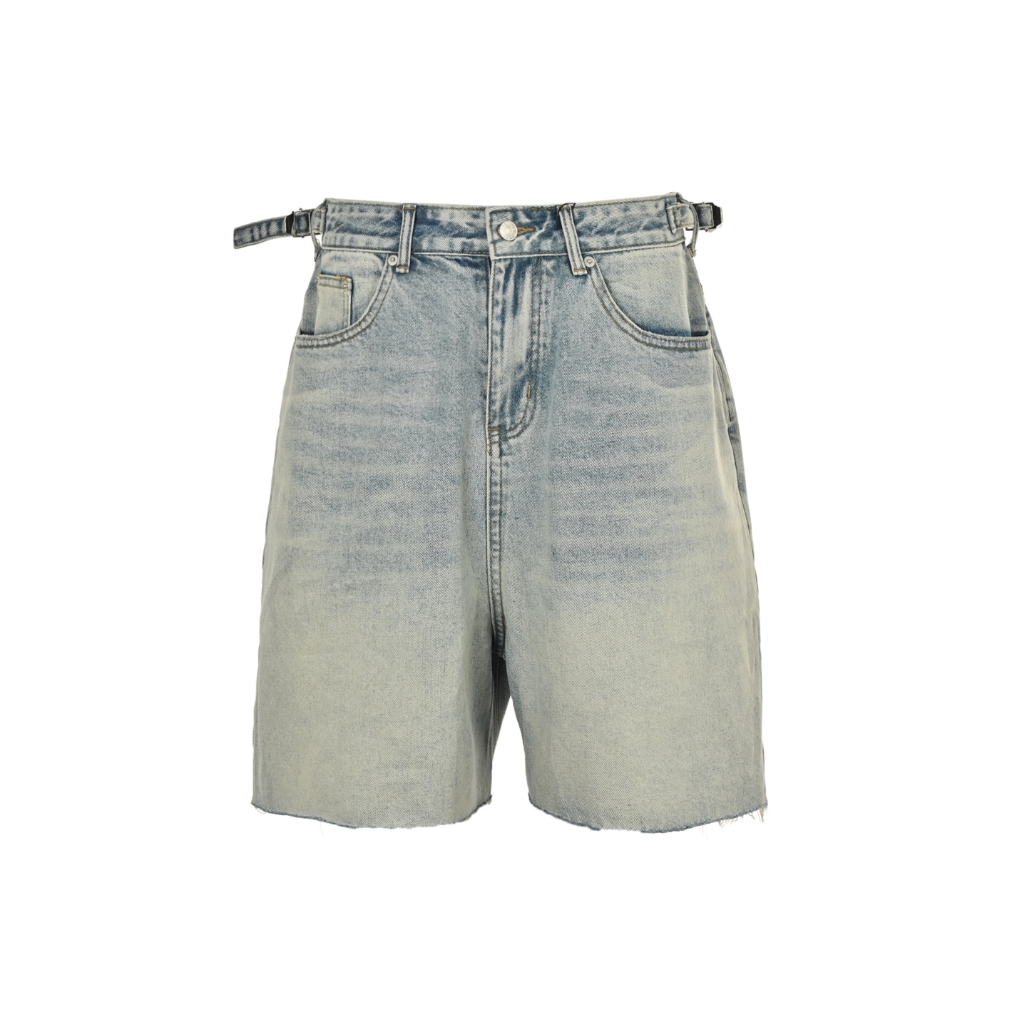 Balenciaga 24ss distressed fringe hem denim shorts