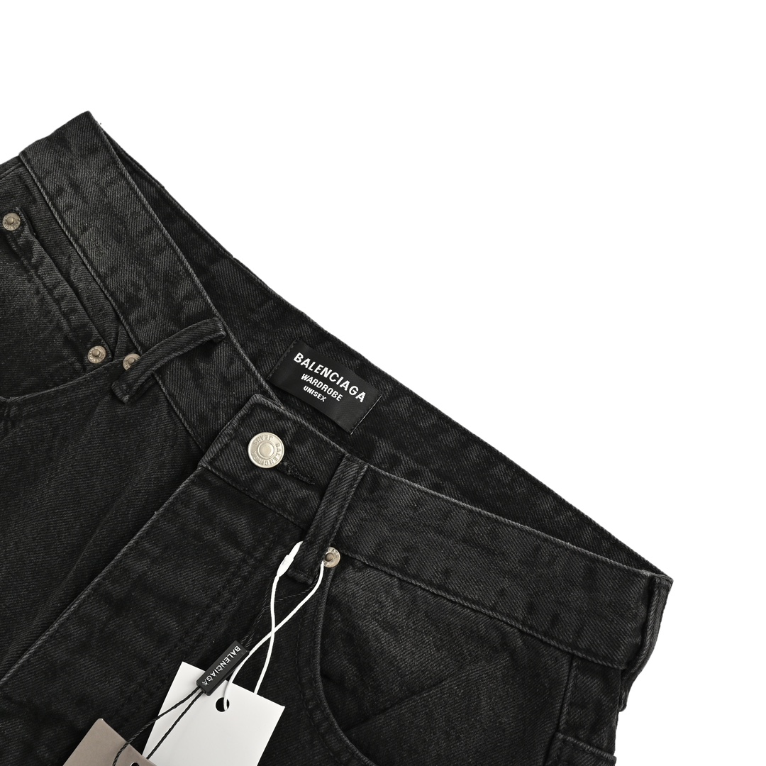 Balenciaga embroidered letters washed loose wide-leg jeans