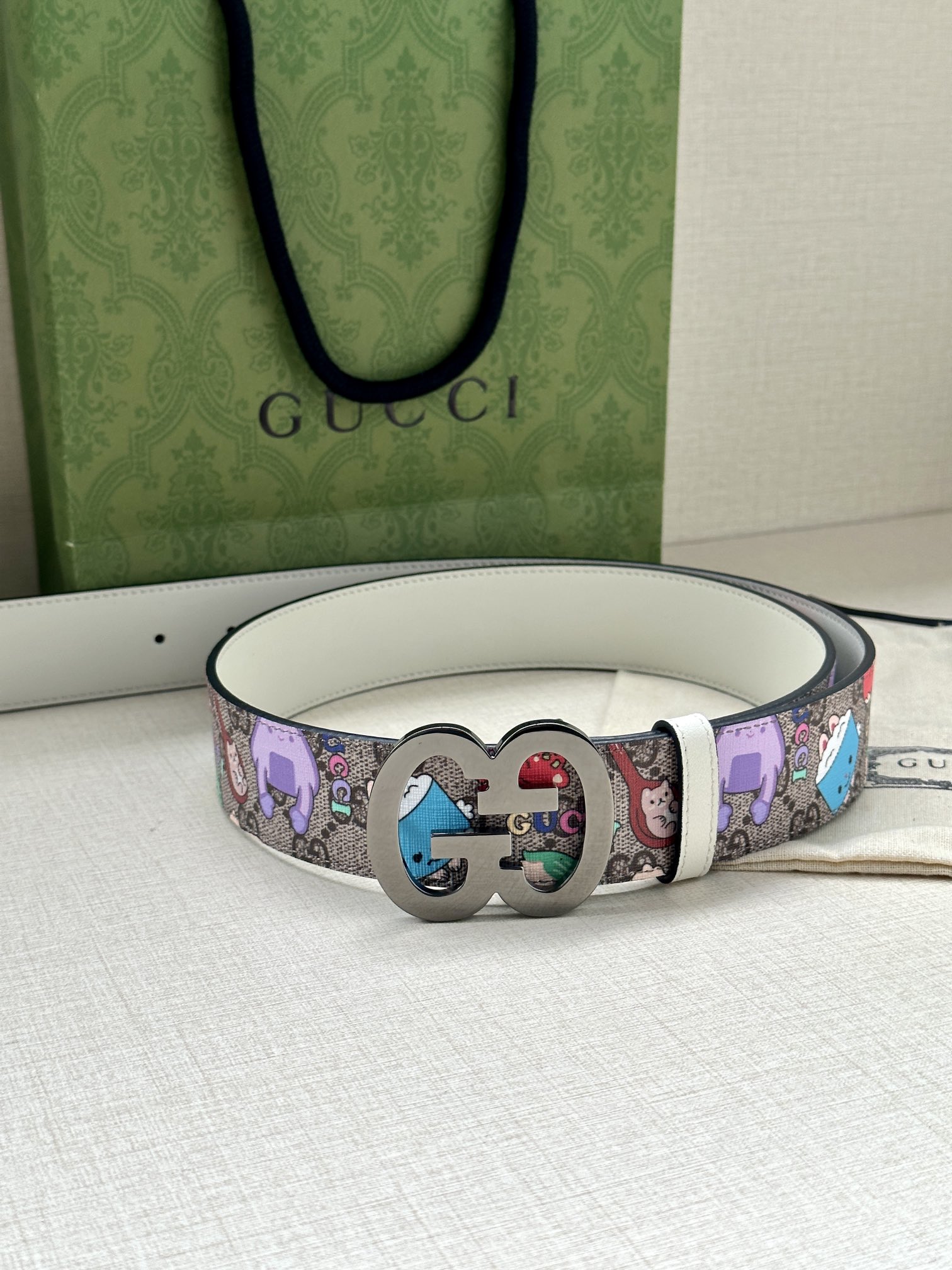 Gucci Marmont series printed leather belt width 3.8CM